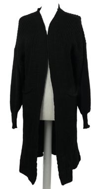 Dámsky čierny svetrový dlhý cardigán Qed London