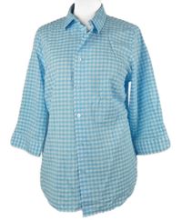 Dámska světlemodro-biela kockovaná krepová blúzková á tunika Walbusch