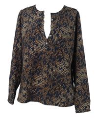 Dámska tmavomodro-hnedá vzorovaná blúzka Ellen Amber