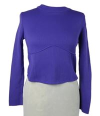 Dámský fialový žebrovaný crop svetr Primark 