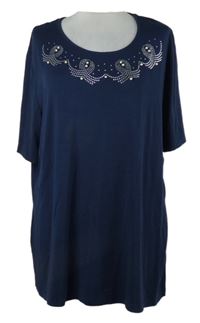 Dámské tmavomodré tričko s kamínky 