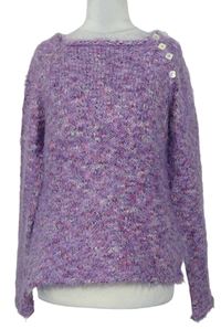 Dámsky fialový melírovaný chlpatý sveter M&S