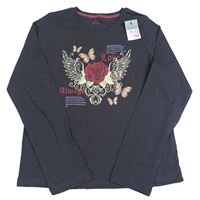 Šedé triko s potiskem Primark