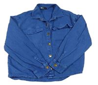 Modrá riflová crop oversize bunda Zara