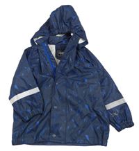 Tmavomodrá nepromokavá bunda s bleskami a kapucňou