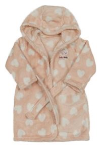 Svetloružový chlpatý župan s Bambim, srdiečkami a kapucňou George