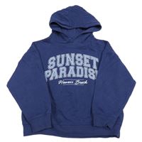 Tmavomodrá mikina s nápisom a kapucňou Matalan