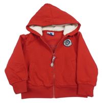 Červená propínací mikina s nášivkou a kapucí Tik&Tak