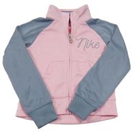 Růžovo-modrá sportovní propínací mikina s logem Nike