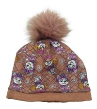 Starorůžová fleecovo/pletená čepice s Paw PAtrol 