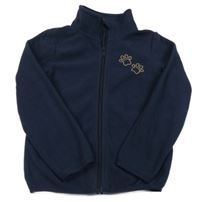 Tmavomodrá fleecová prepínaci mikina s tlapkami Lupilu