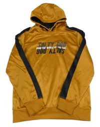 Medová športová mikina s nápisom a kapucňou