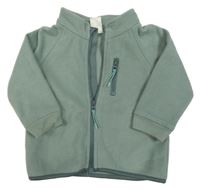 Khaki propínací fleecová mikina H&M