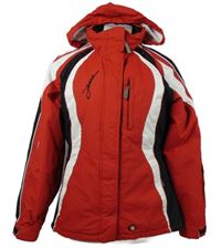 Dámská červeno-černo-bílá šusťáková lyžařská bunda s kapucí Iguana