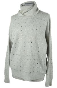 Dámský šedý svetr s kamínky a rolákem River Island