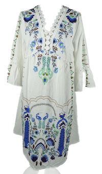 Nové - Dámske biele šaty so vzorom a madeirou Shein