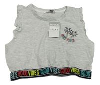 Sivý crop top s palmami Pep&Co