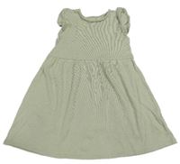 Světlekhaki rebrované šaty s volánikmi H&M
