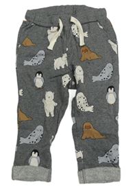Tmavosivé tepláky so zvířaty H&M
