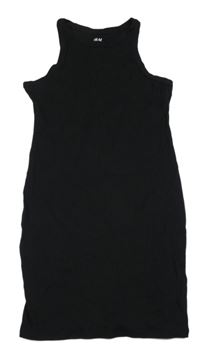 Černé žebrované elastické šaty H&M