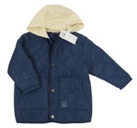 Nové - tmavomodrá šušťáková prešívaná zateplená bunda s kapucňou Pep&Co