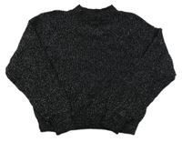 Čierny trblietavý sveter so stojačikom H&M