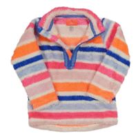 Bielo-farebná pruhovaná chlpatá mikina Joules