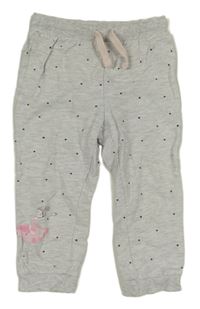 Sivé bodkovaná é tepláky s baletkou