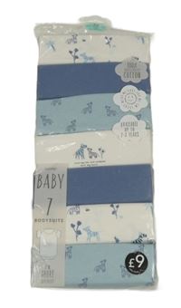 Nové - 7x - Body se zebrami - 3x - Bílé, 2x- tmavomodré, 2x- modrošedé George