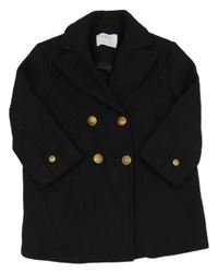 Černý vlněný zateplený kabát Zara