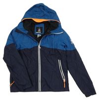 Modro-tmavomodrá šusťáková funkční bunda s kapucí Decathlon