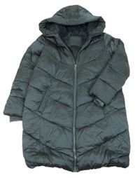 Tmavošedý šusťákový zimní kabát s kapucí M&S