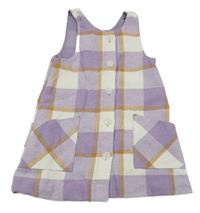 Lila-bielo-béžové kockované vlnené šaty Dunnes Stores