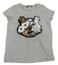 Sivé tričko s překlápěcími flitry - Pudsey George