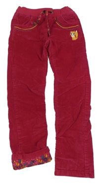 Fuchsiové podšité manšestráky s liškou C&A