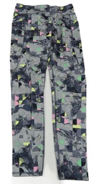 Šedo-černo-barevné sportovní legíny 