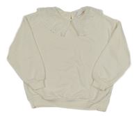 Biela mikina s madeirovým golierom Zara