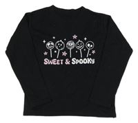 Čierne tričko s dýněmi a nápisom