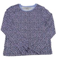 Černo-fialové vzorované pyžamové triko Primark