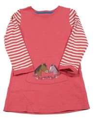 Ružovo-pruhované teplákové šaty s koníky Jako-o