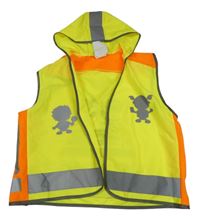 Neonově žluto-oranžová reflexní vesta s kapucí 