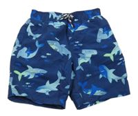 Tmavomodré plážové kraťasy so žralokmi