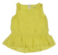 Žltý šifónový top s kvietkami H&M