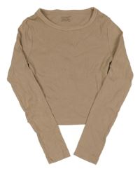 Béžové rebrované crop tričko H&M