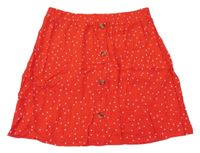 Červená bodkovaná á ľahká sukňa s gombíkmi Primark