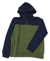 Tmavomodro-khaki mikina s kapucňou Tchibo