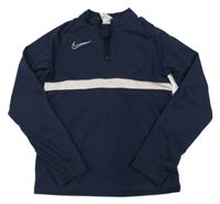 Tmavomodrá sportovní funkční mikina s pruhem a logem Nike