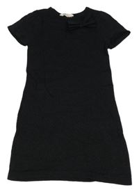 Čierne pletené trblietavé šaty s mašlou H&M