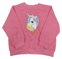 Ružová oversize mikina s jednorožcami H&M