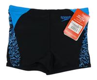 Čierno-modré nohavičkové chlapčenské plavky s logom Speedo